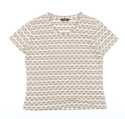 Womens UK Size 14 Alexara Brown Basic T-Shirt