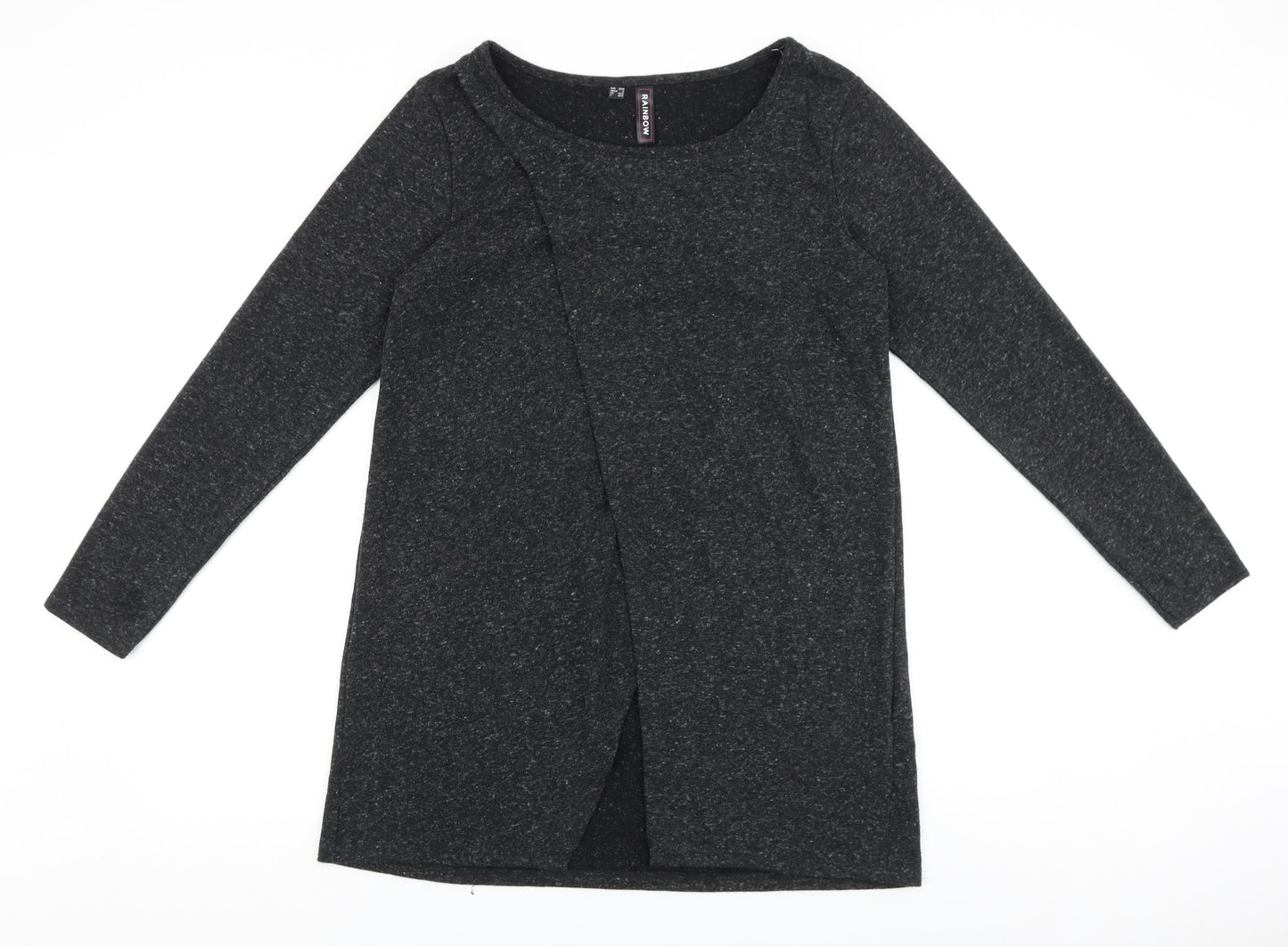 Rainbow Womens Grey Cotton Shift Size S Scoop Neck Pullover