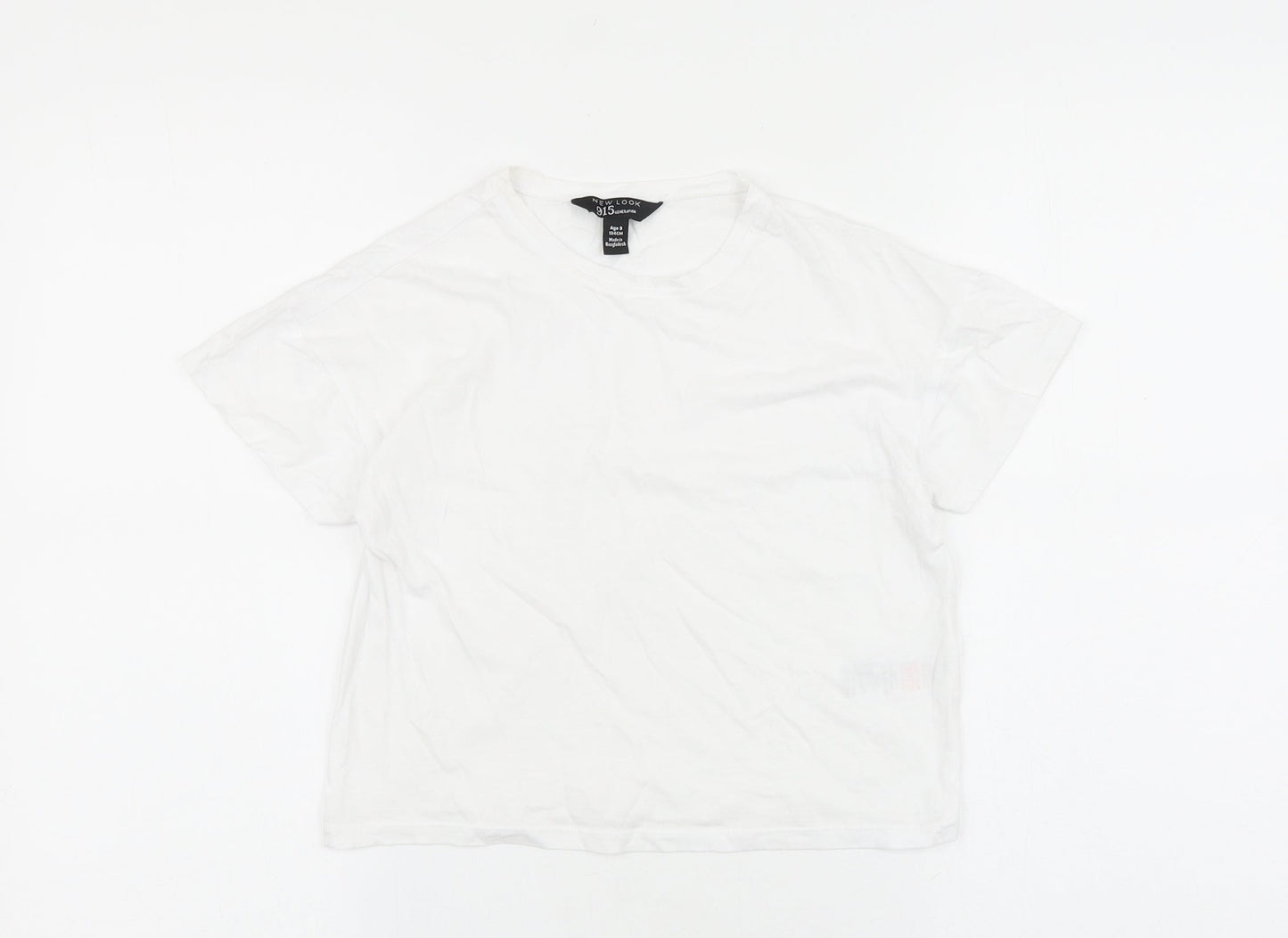 New Look Girls White Cotton Basic T-Shirt Size 9 Years Round Neck Pullover