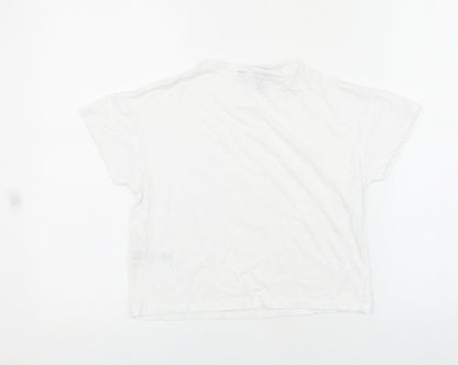New Look Girls White Cotton Basic T-Shirt Size 9 Years Round Neck Pullover