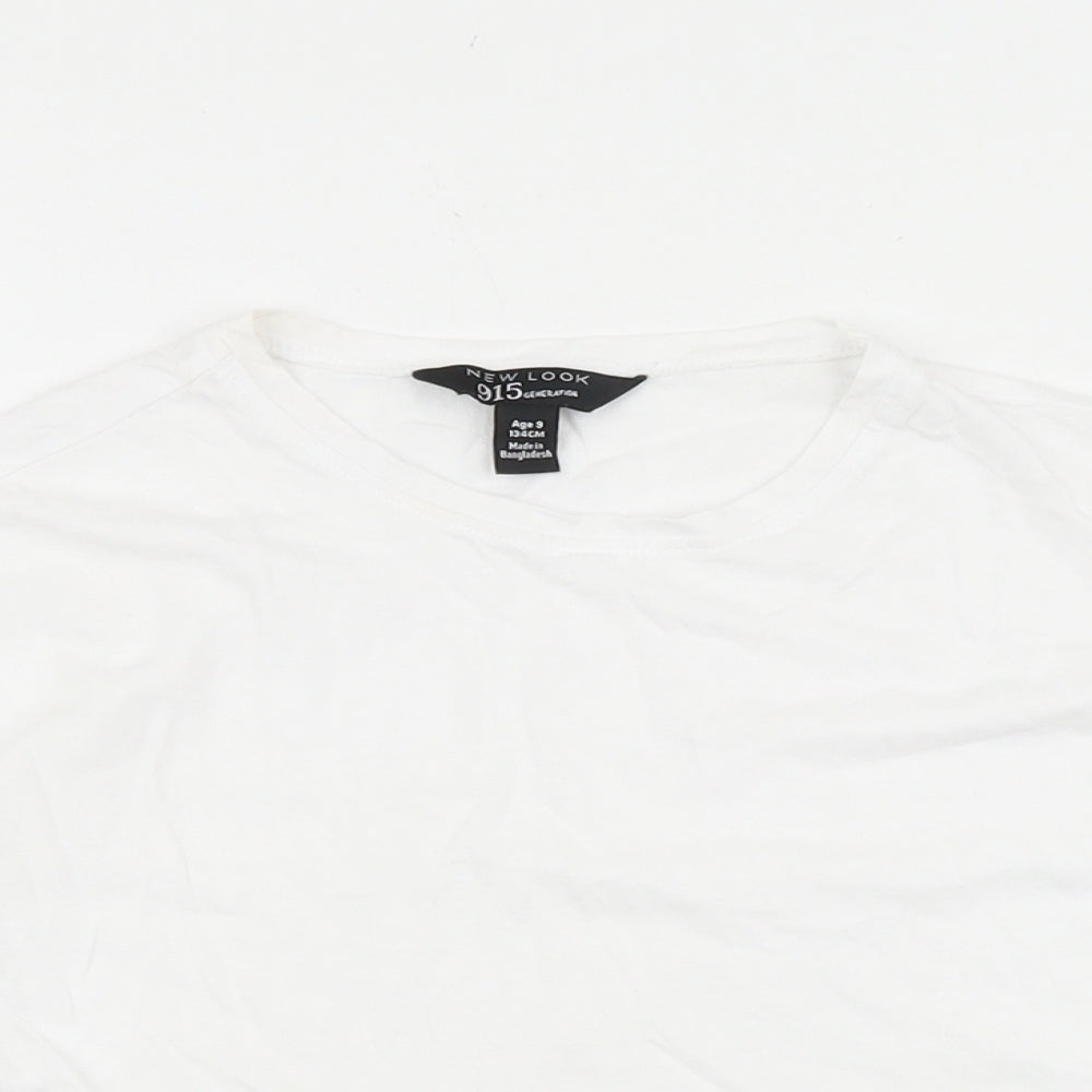 New Look Girls White Cotton Basic T-Shirt Size 9 Years Round Neck Pullover