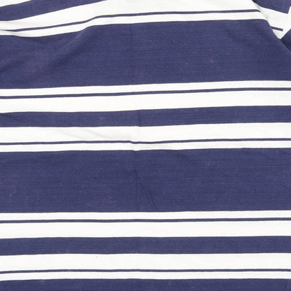 Pamplemousse Womens Blue Striped 100% Cotton Basic T-Shirt Size 10 Round Neck