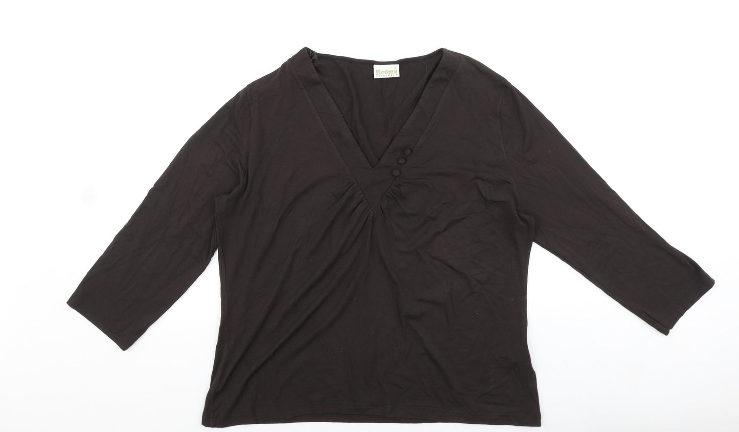 Womens UK Size L Roman Originals Brown Basic T-Shirt