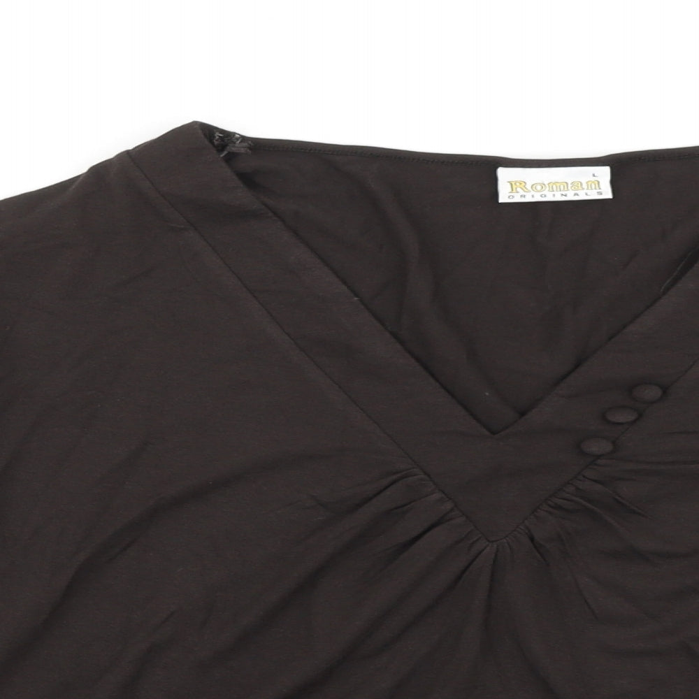 Womens UK Size L Roman Originals Brown Basic T-Shirt