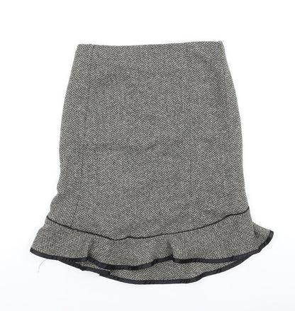 Gap Womens Gold Herringbone Polyester Trumpet Skirt Size S Zip