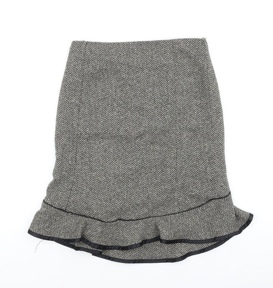 Gap Womens Gold Herringbone Polyester Trumpet Skirt Size S Zip