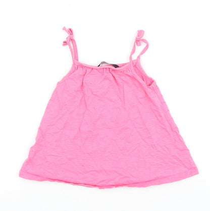 George Girls Pink 100% Cotton Basic Tank Size 3-4 Years Round Neck Pullover