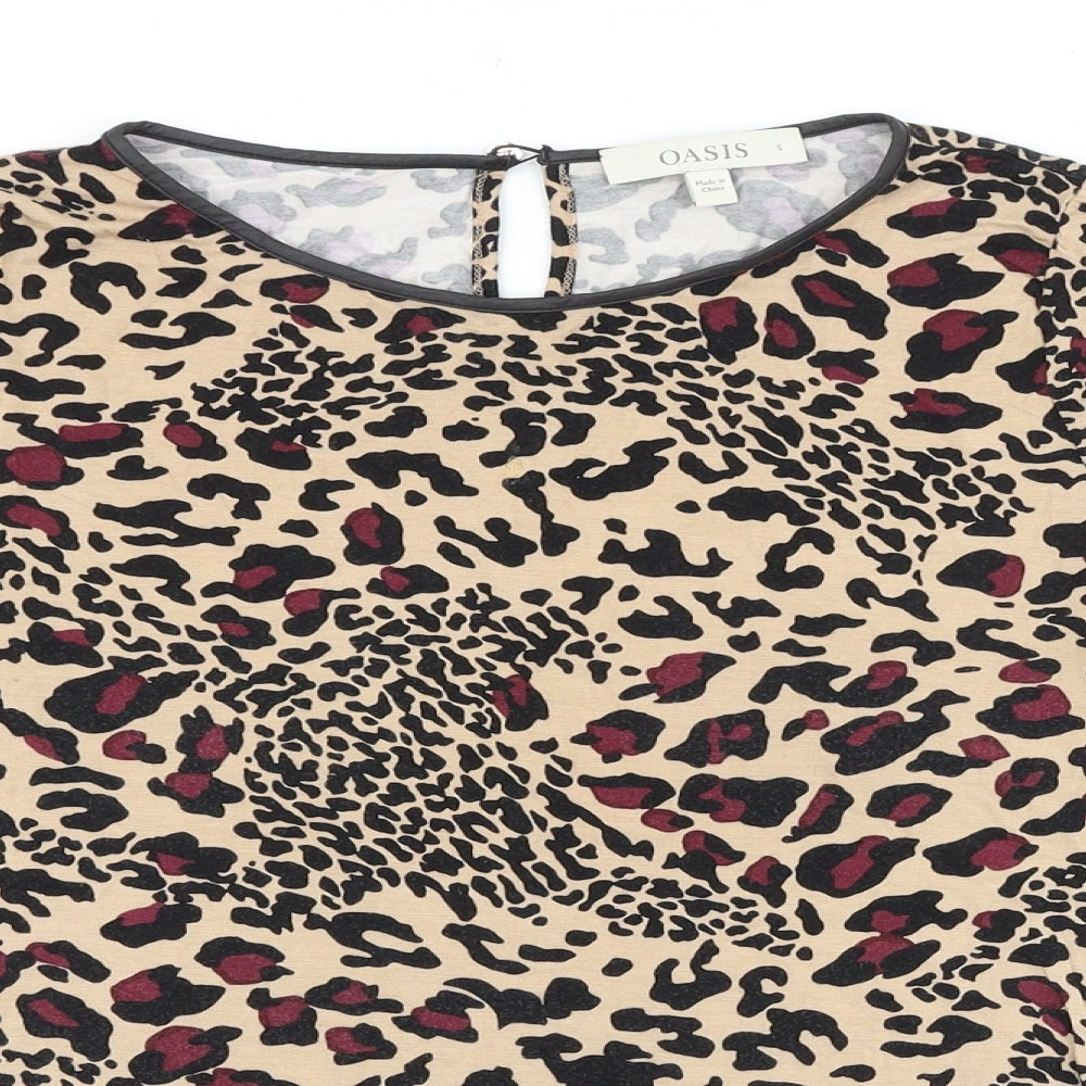Womens UK Size S Oasis Brown Basic Blouse