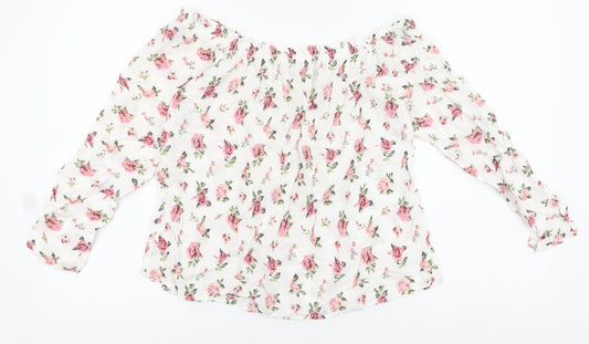 Womens UK Size M Passport White Basic Blouse