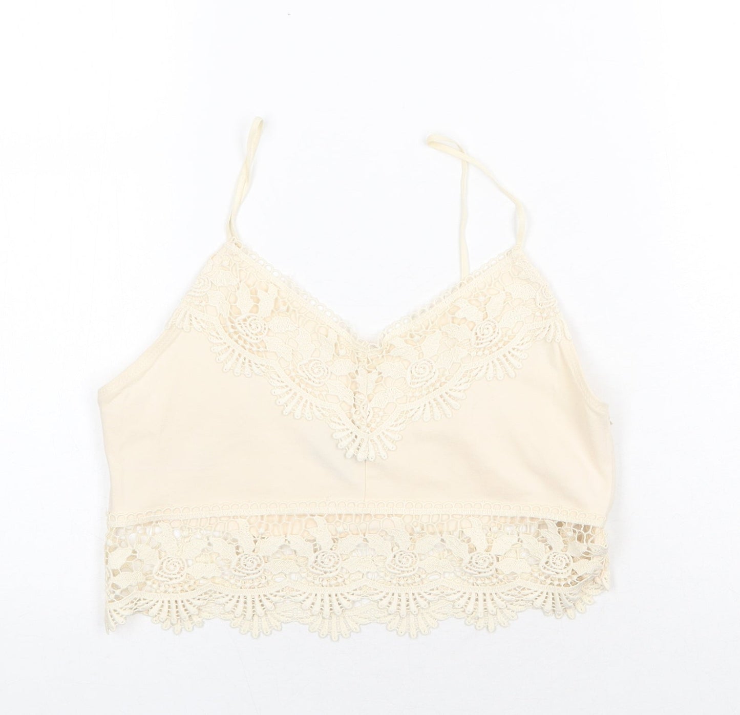 Womens UK Size 10 Topshop Beige Cropped Tank