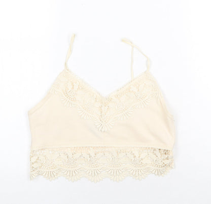 Womens UK Size 10 Topshop Beige Cropped Tank