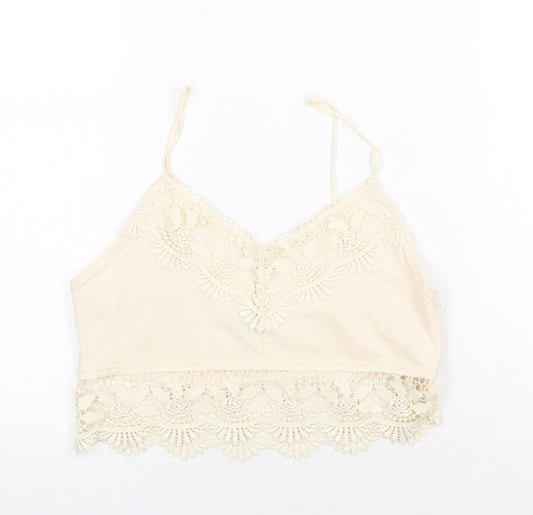 Womens UK Size 10 Topshop Beige Cropped Tank