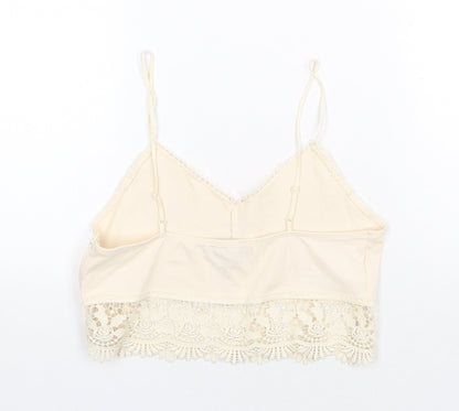 Womens UK Size 10 Topshop Beige Cropped Tank