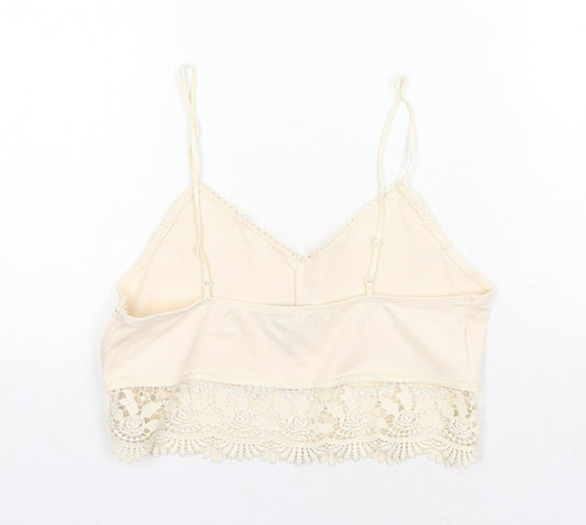 Womens UK Size 10 Topshop Beige Cropped Tank