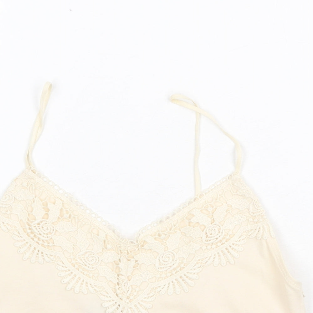 Womens UK Size 10 Topshop Beige Cropped Tank