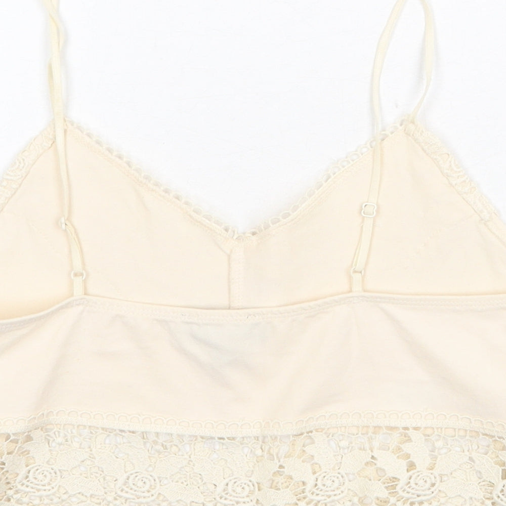 Womens UK Size 10 Topshop Beige Cropped Tank