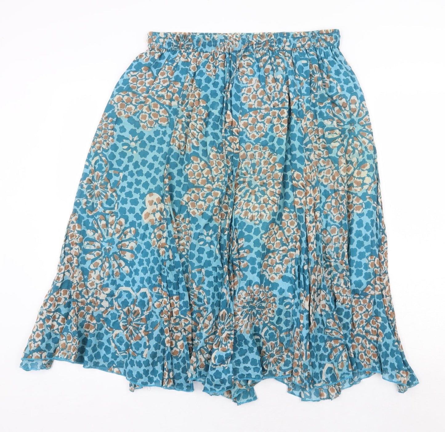 Rave Womens Blue Geometric Cotton Peasant Skirt Size 32 in