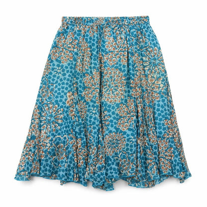Rave Womens Blue Geometric Cotton Peasant Skirt Size 32 in