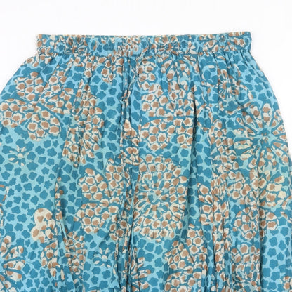 Rave Womens Blue Geometric Cotton Peasant Skirt Size 32 in