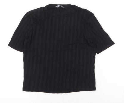 Atmosphere Womens Black Striped Cotton Basic T-Shirt Size 10 Round Neck