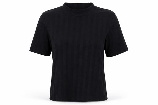 Atmosphere Womens Black Striped Cotton Basic T-Shirt Size 10 Round Neck