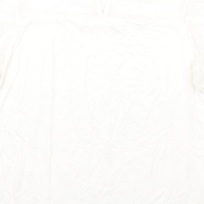 M&Co Womens White Polyamide Basic T-Shirt Size 12 Scoop Neck - Mesh Detail