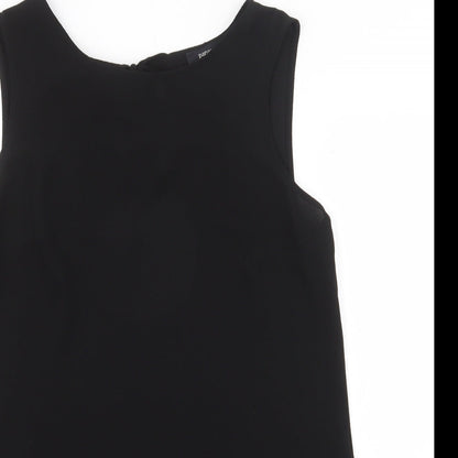 Papaya Womens Black Polyester Basic Tank Size 10 Boat Neck