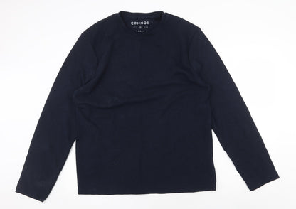 Connor Mens Blue Round Neck Cotton Pullover Jumper Size XL