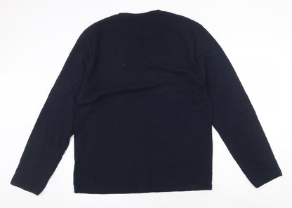 Connor Mens Blue Round Neck Cotton Pullover Jumper Size XL