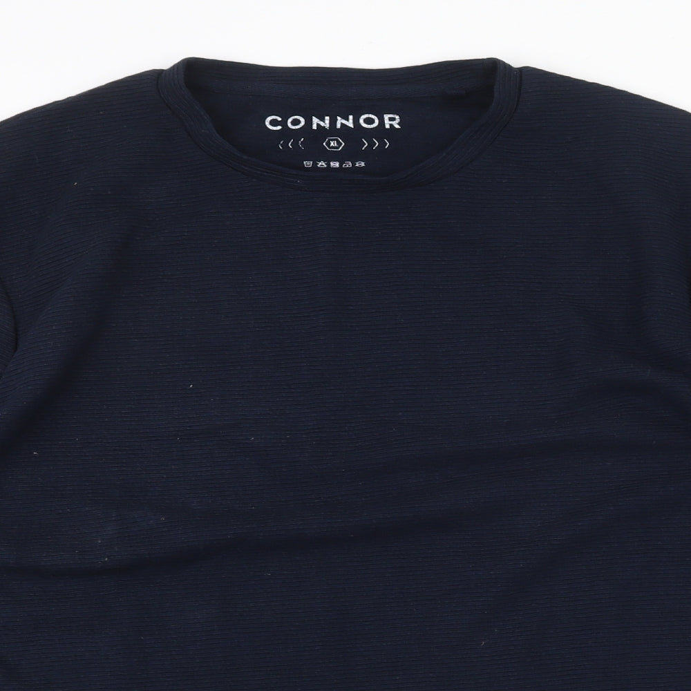 Connor Mens Blue Round Neck Cotton Pullover Jumper Size XL