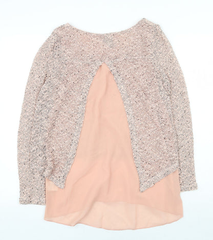 izabel Womens Pink Polyester Basic Blouse Size 10 Boat Neck