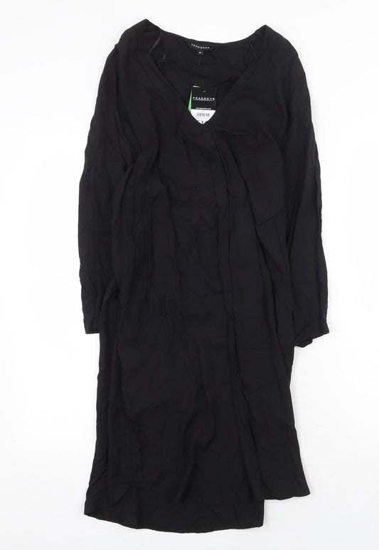 Peacocks Womens Black Viscose A-Line Size 10 V-Neck Pullover