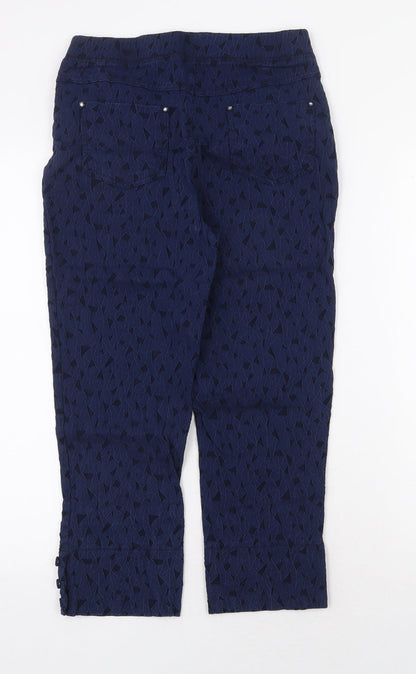 Just Elegance Womens Blue Geometric Polyester Capri Trousers Size 12 Regular Zip