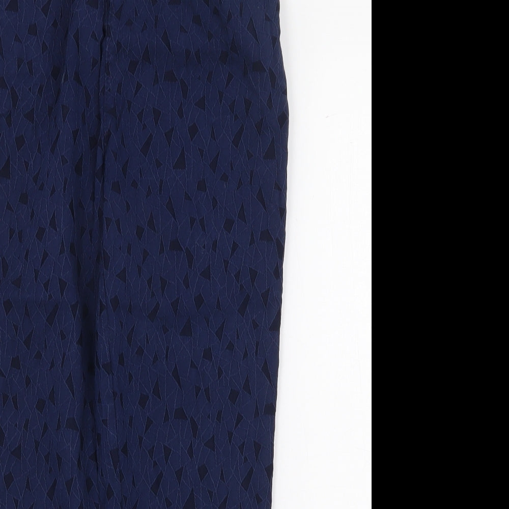 Just Elegance Womens Blue Geometric Polyester Capri Trousers Size 12 Regular Zip