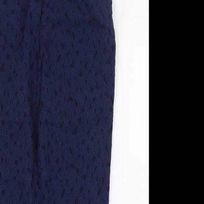Just Elegance Womens Blue Geometric Polyester Capri Trousers Size 12 Regular Zip