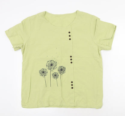 Womens UK Size M Preworn Green Basic Blouse