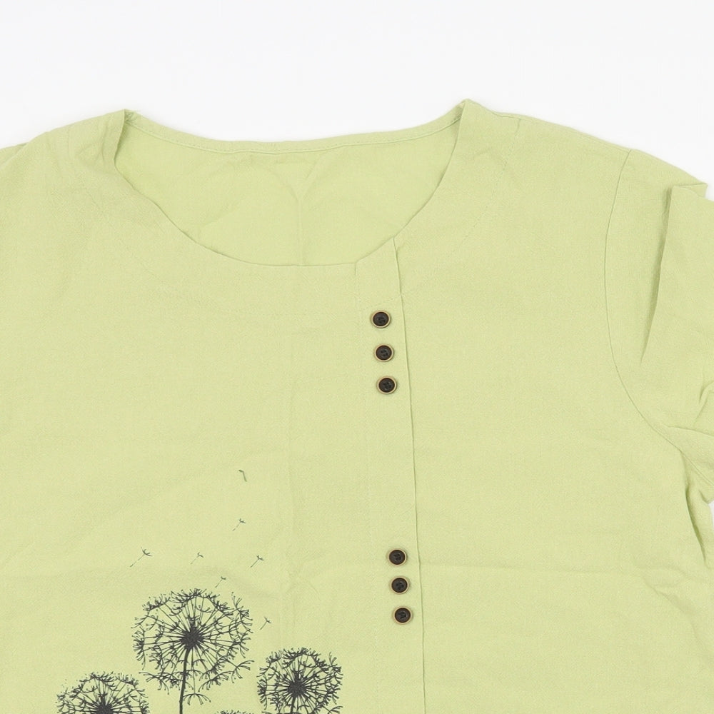 Womens UK Size M Preworn Green Basic Blouse