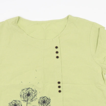Womens UK Size M Preworn Green Basic Blouse