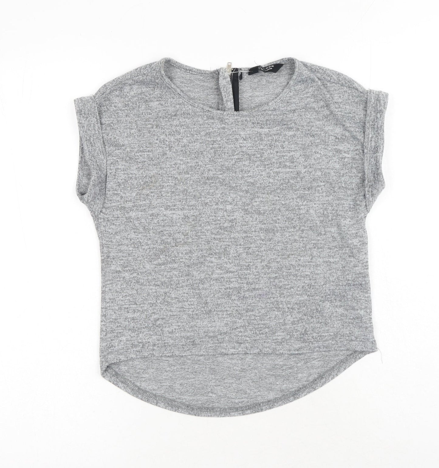 New Look Girls Grey Polyester Basic T-Shirt Size 10-11 Years Round Neck Zip