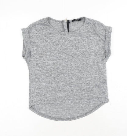 New Look Girls Grey Polyester Basic T-Shirt Size 10-11 Years Round Neck Zip