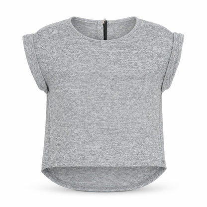 New Look Girls Grey Polyester Basic T-Shirt Size 10-11 Years Round Neck Zip