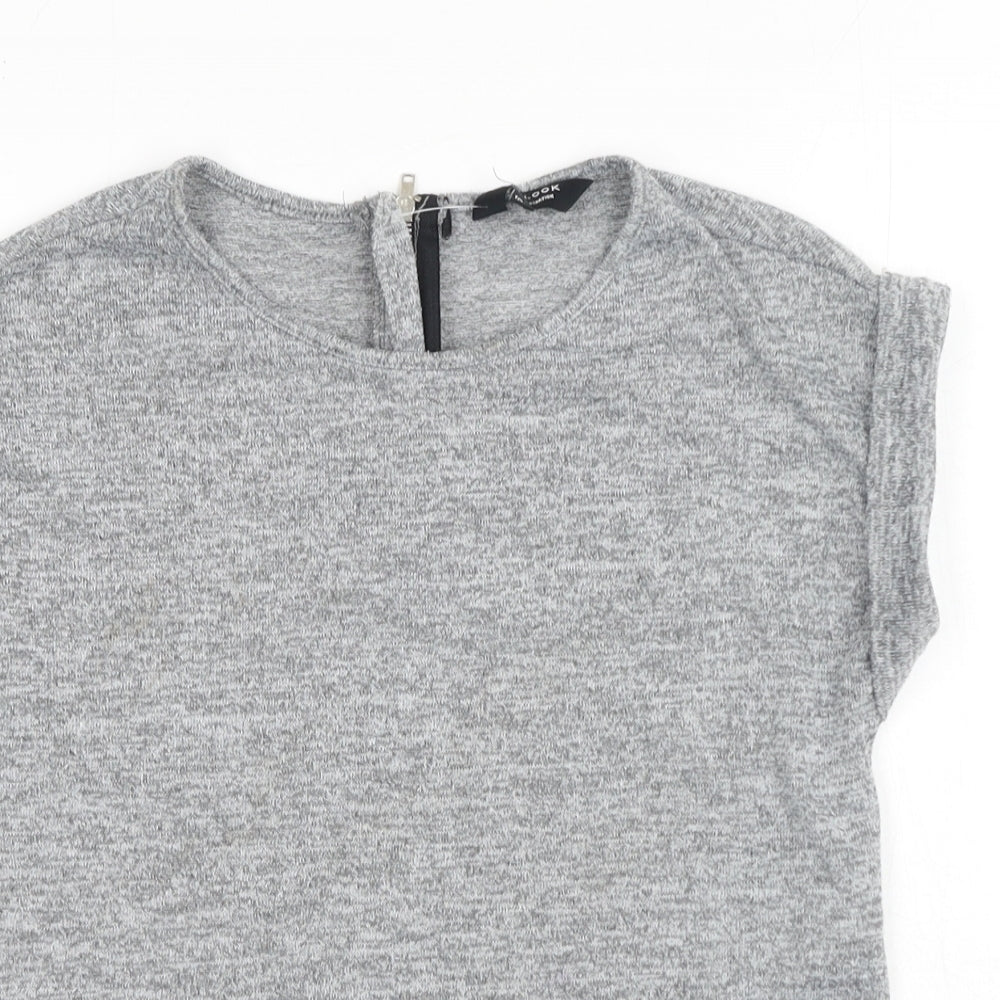 New Look Girls Grey Polyester Basic T-Shirt Size 10-11 Years Round Neck Zip