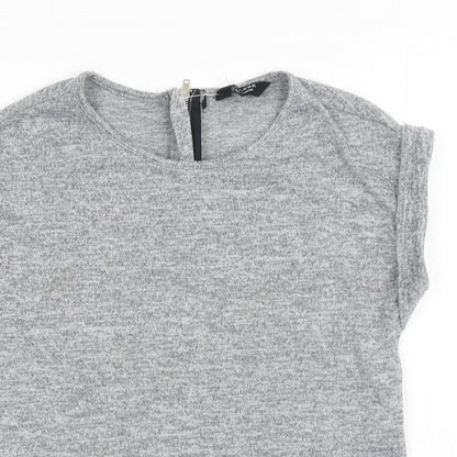 New Look Girls Grey Polyester Basic T-Shirt Size 10-11 Years Round Neck Zip