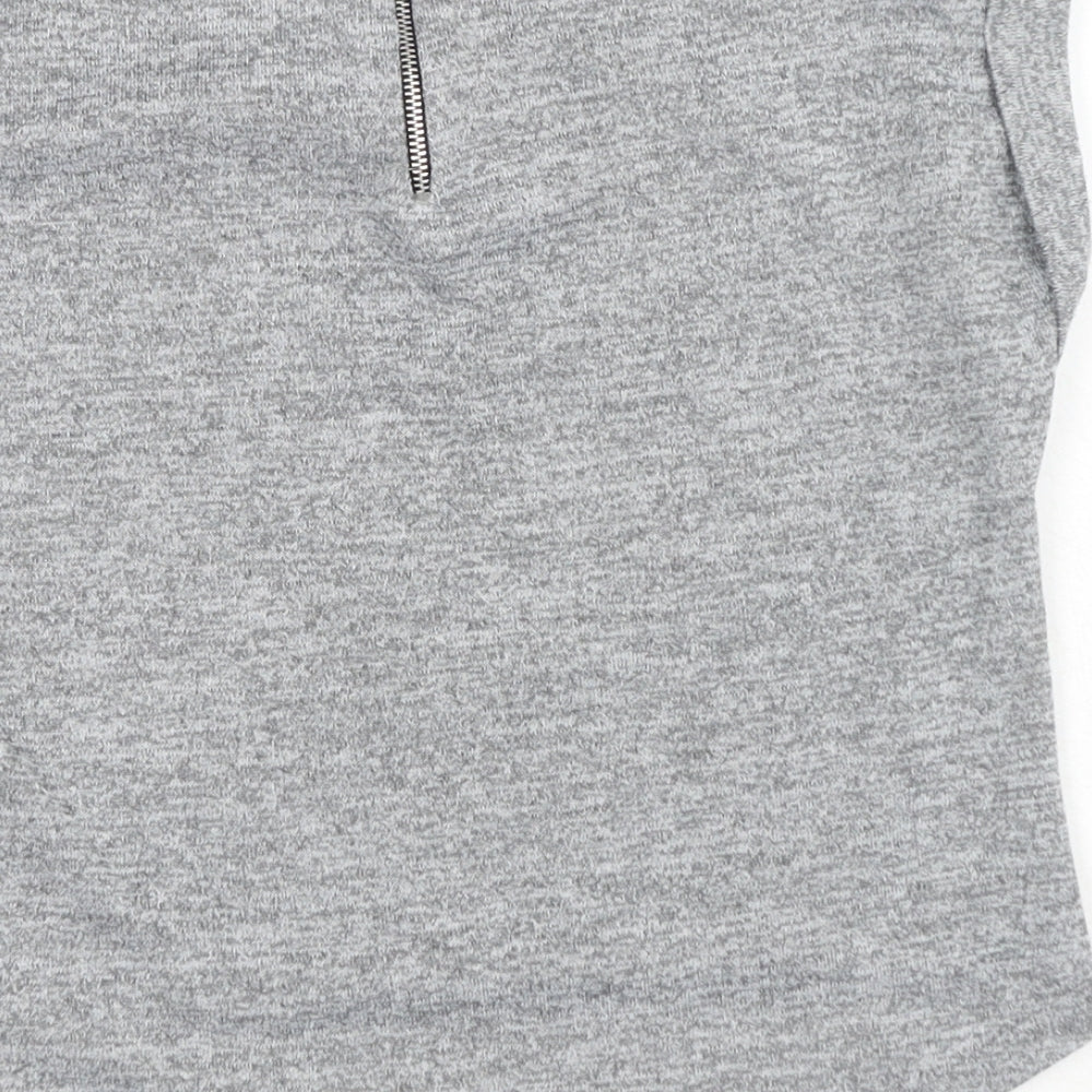 New Look Girls Grey Polyester Basic T-Shirt Size 10-11 Years Round Neck Zip