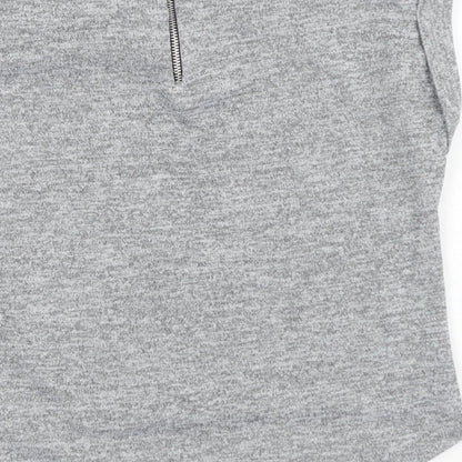 New Look Girls Grey Polyester Basic T-Shirt Size 10-11 Years Round Neck Zip