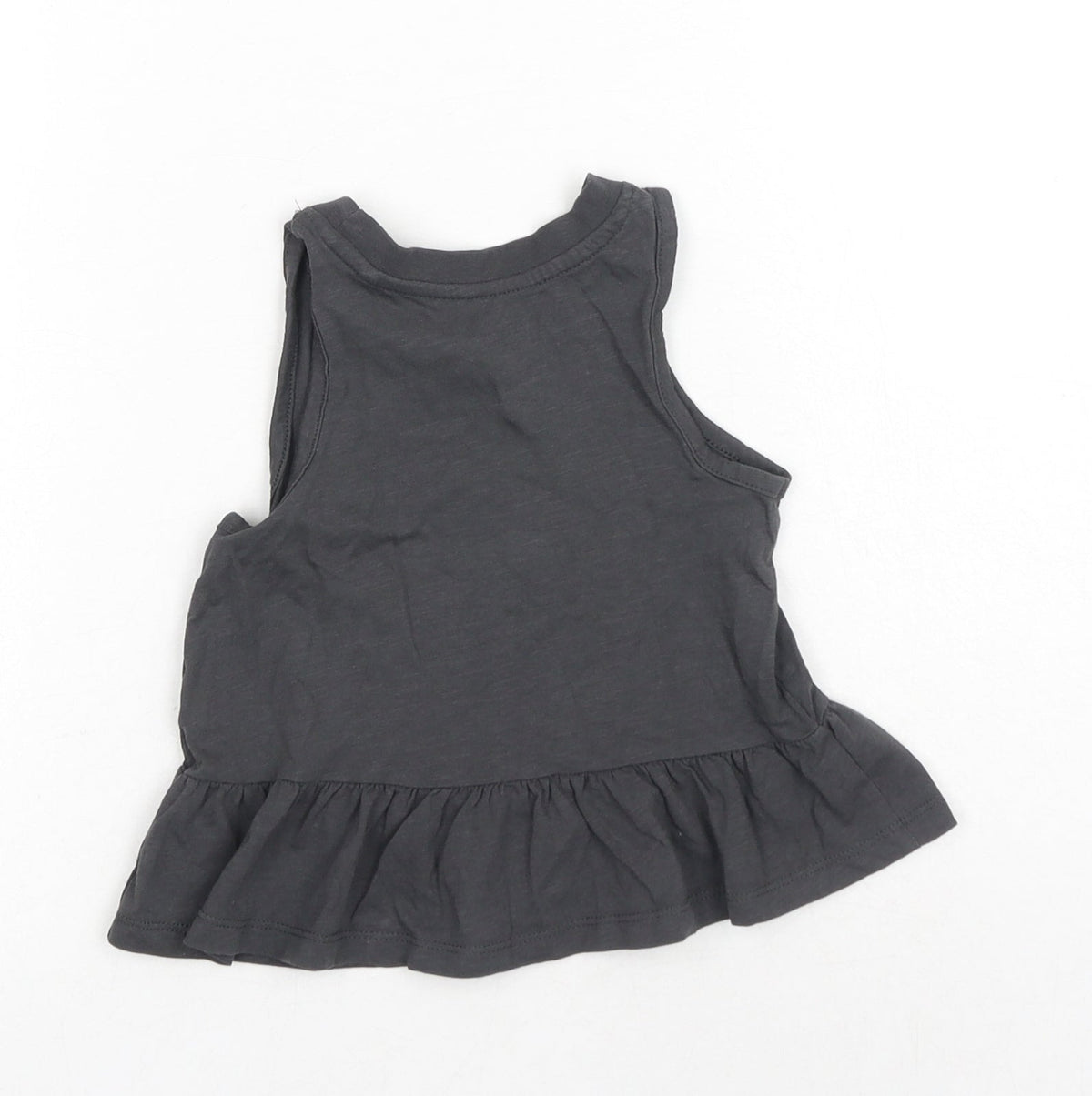 TU Girls Grey Cotton Basic Tank Size 4 Years Scoop Neck Pullover