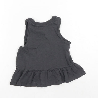 TU Girls Grey Cotton Basic Tank Size 4 Years Scoop Neck Pullover