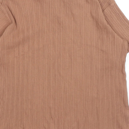 H&M Girls Brown Cotton Basic Polo Size 10-11 Years V-Neck Pullover