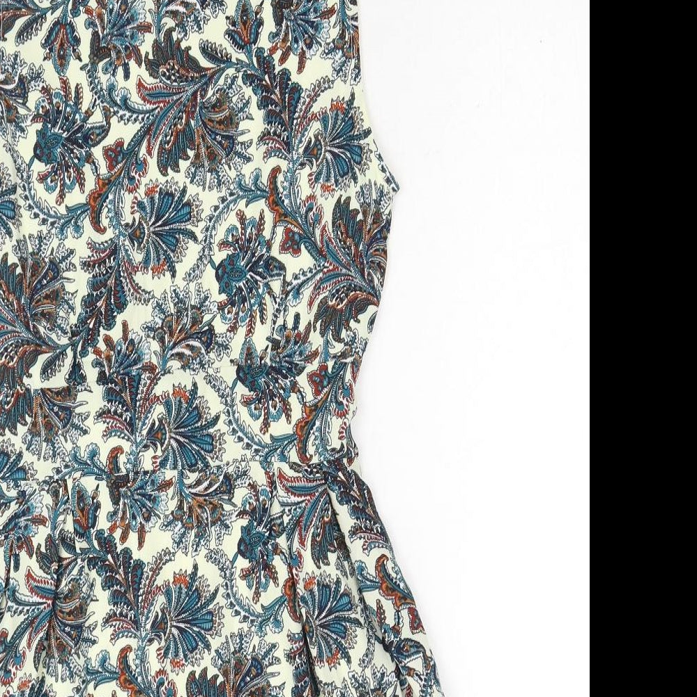 Tenki Womens Blue Floral Polyester A-Line Size 8 Round Neck Zip