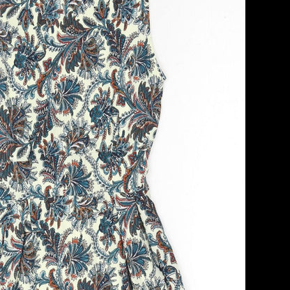 Tenki Womens Blue Floral Polyester A-Line Size 8 Round Neck Zip